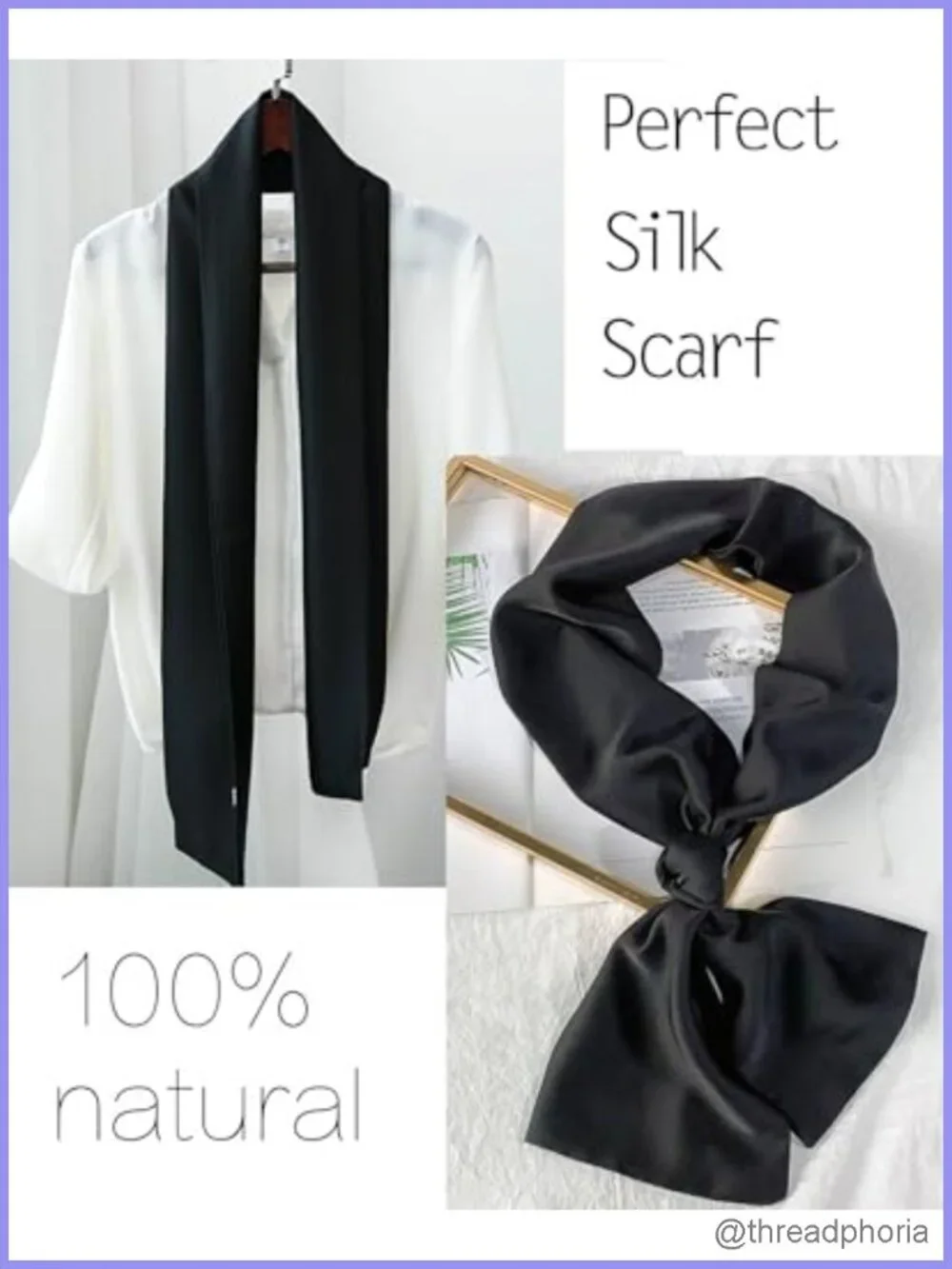 Long Satin Silk Head Scarf Neck Wrap Bag Hair Accessory